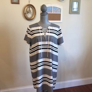 Black and white striped dress from Express